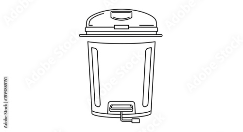 Simple line drawing of a modern pedal bin with a closed lid.