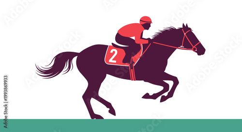 Racing horse and jockey compete in the famous Belmont Stakes event