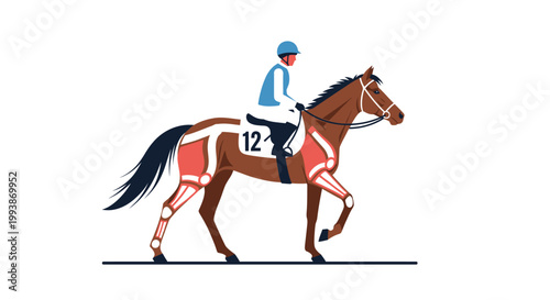 Rider on brown horse runs Belmont Stakes competition event