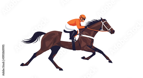 Jockey riding horse competing in Belmont Stakes racing event