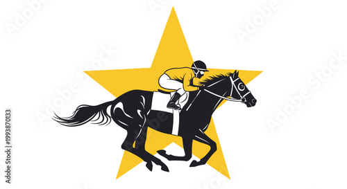 Racing horse with jockey wins Belmont Stakes competition event