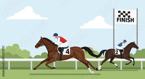 Horses Racing Towards Finish Line at Belmont Stakes Event