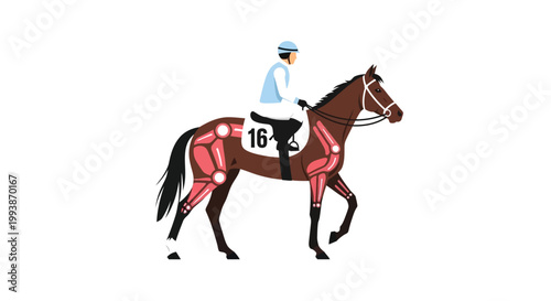 Racing horse with jockey at Belmont Stakes event