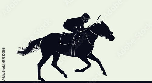 Rider on horse runs Belmont Stakes with competitor