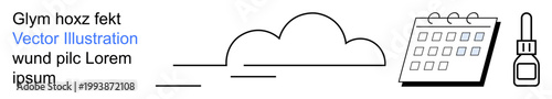 Weather forecasting, time management, reminders, healthcare, organization, medication tracking. Cloud shape, calendar and dropper bottle icons. Weather forecasting and time management concept