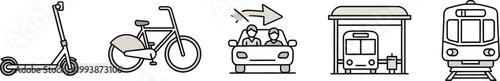 Transportation options include scooters and public transit for modern urban.