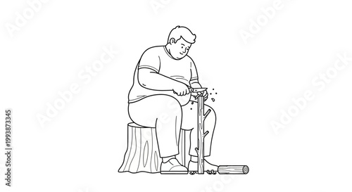 Artisan Crafting Wood - A Skilled Craftsman Carving Timber.