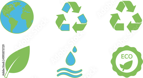 Ecology symbols represent global awareness and sustainable living practices.