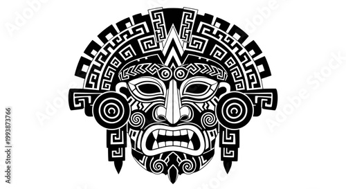 Decorative Aztec Mayan Tribal Mask Design.