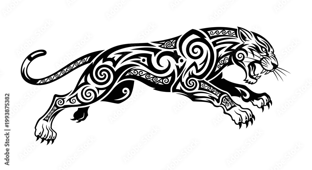 Obraz premium Tribal Panther Design Artwork Illustration.