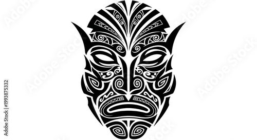 Traditional Maori Face Carved Mask.