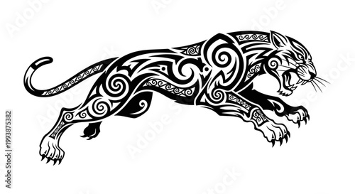 Tribal Panther Design Artwork Illustration.