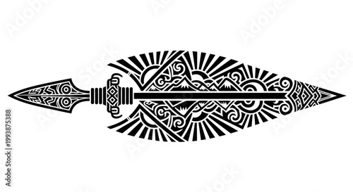 Decorative tribal dagger weapon design.