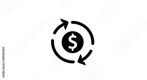 Dollar sign symbol with circular arrows representing financial transactions