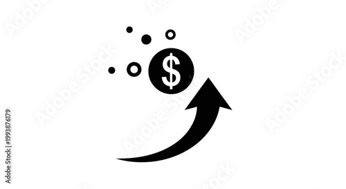 Dollar sign with upward arrow graphic symbolizing financial growth and success