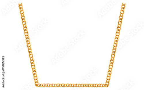 Stunning Golden Chain Isolated On White Background, Antique Jewelry Vector Illustration.
