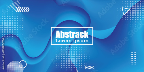 Futuristic Blue Abstract Background with Fluid Wave Shapes and Geometric Elements,