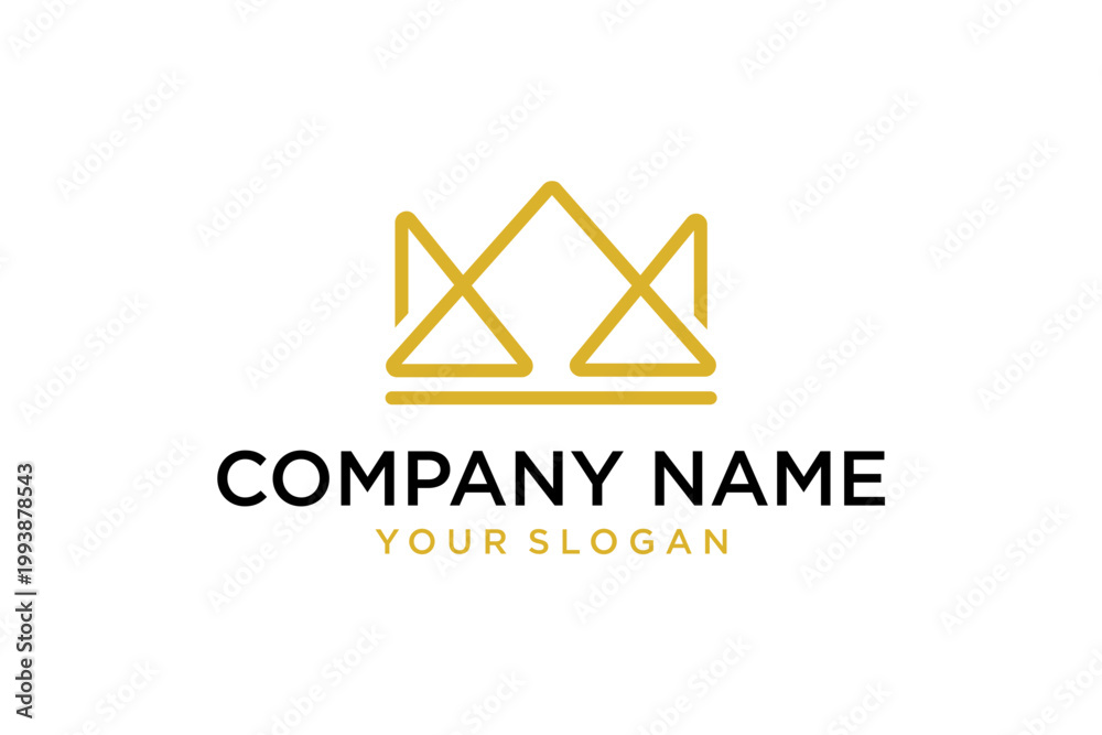 Fototapeta premium Minimalist Golden Geometric Crown Logo Vector Illustration
