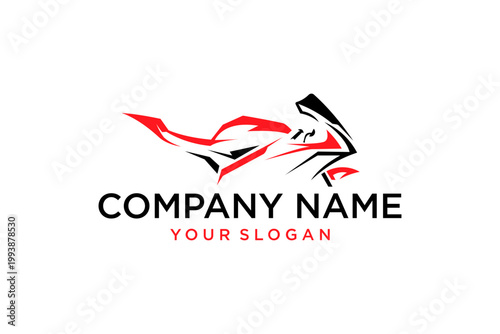 Red and Black Sport Motorcycle Logo Design Vector Illustration