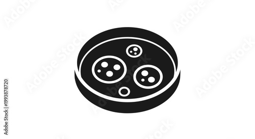 Scientific petri dish icon showing cellular growth and experiment