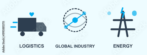 Industrial icons logistics global industry and energy a modern visual representation
