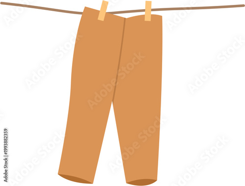 Brown Pants Hanging On Clothesline