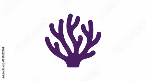 Coral Reef Plant Illustration with Flowing Purple Branches for Marine Life and Ocean Ecosystem Designs