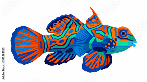 Vibrant Mandarin Fish with Intricate Patterns Digital Art