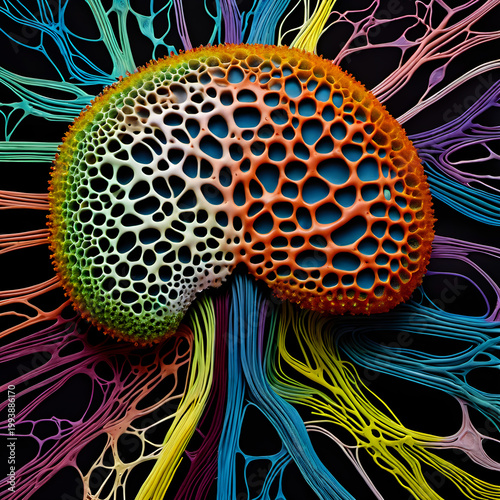 Radiating Neural Network Mapping a Scientific Concept on a Dark Background