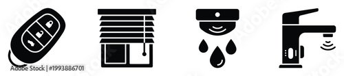 Smart home automation and automotive security icons for digital user interface and control applications