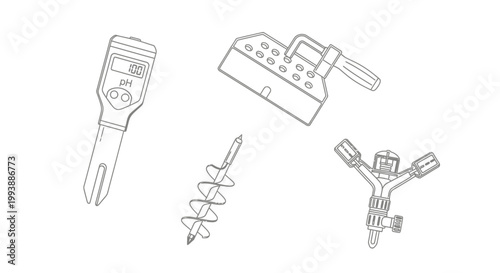 line drawing of various drill bits.