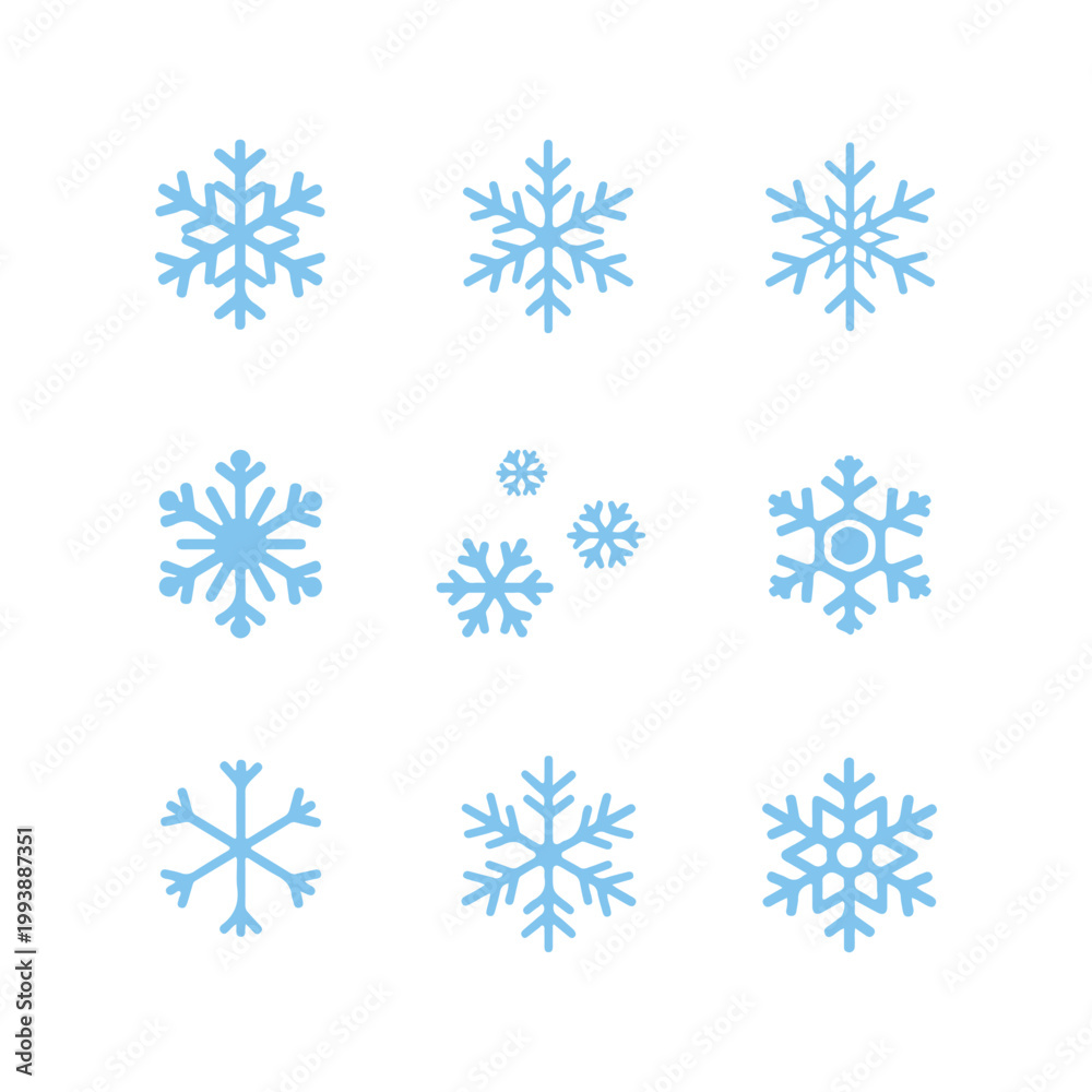 Fototapeta premium Snowflakes icon set vector isolated set