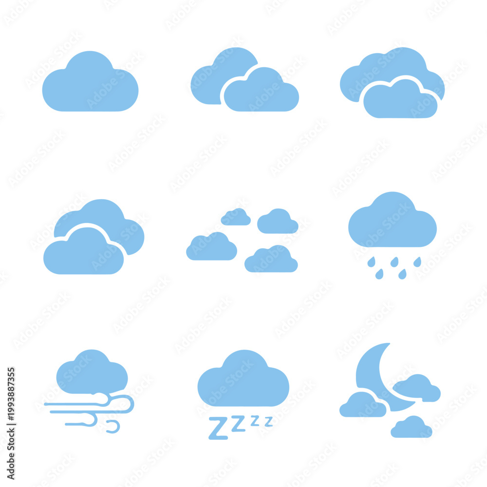 Obraz premium Clouds icon set vector isolated set