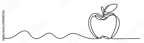Elegant continuous line drawing of a natural apple fruit symbol ideal for health food branding and education visuals