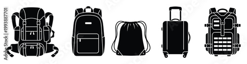 Versatile travel bag silhouettes collection for various journeys outdoor adventures and carrying needs