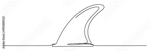 Sleek continuous line drawing of a shark fin, ideal for marine life educational materials, adventure logos, and aquatic designs.