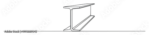 Continuous line drawing of a structural steel I beam or H beam for engineering and architectural designs
