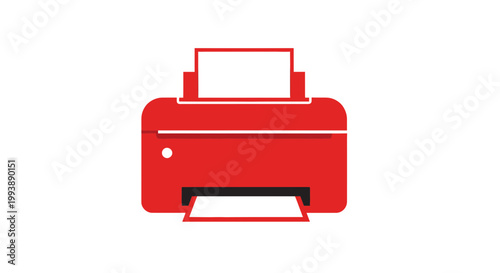 Red Printer Icon on White Background - Digital Printing Machine Graphic