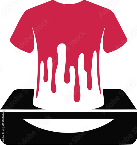 Red t shirt on top of black ironing board for printing design