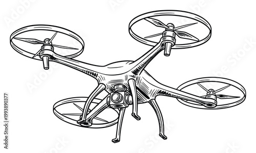 Modern unmanned aerial vehicle drone with camera for advanced aerial photography and precise survey missions