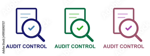 Audit control icon set mobile phone security and verification