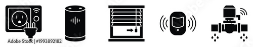 Essential smart home technology icons for connected living and automated security systems