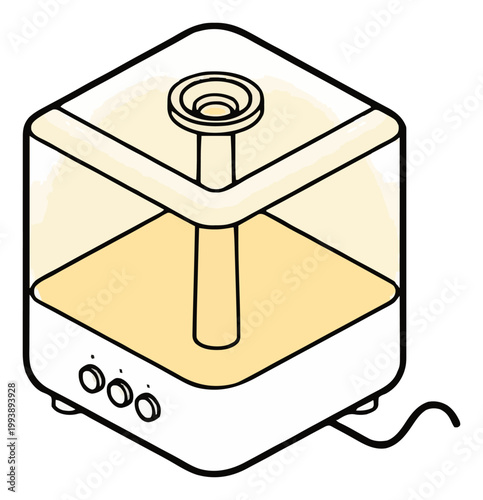 Ultrasonic humidifier with cozy light isometric vector. Generative AI
