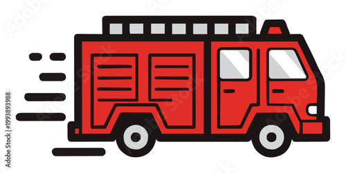 Emergency fire engine truck dynamic low angle view. Generative AI