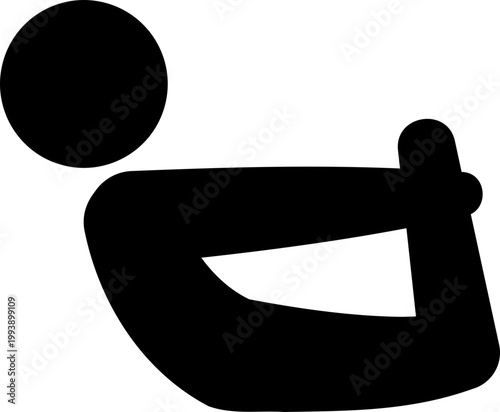 ヨガの弓のポーズをとる人物のモノクロアイコン（柔軟・姿勢改善・活力・シルエット・ベクター素材）