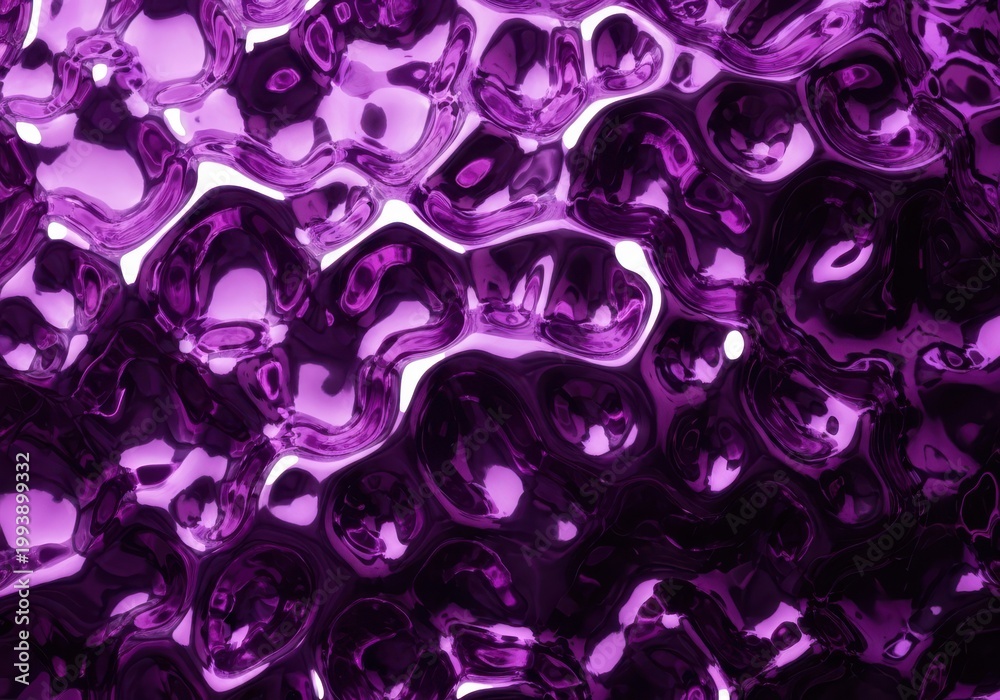 Fototapeta premium Purple liquid surface displays reflective abstract ripples and glossy texture.