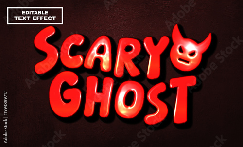 Scary ghost text, editable text effect template, red shiny text style