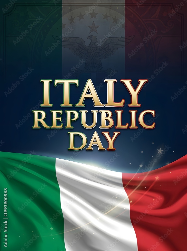 Fototapeta premium A set of professional graphic design templates and banners for Italy Republic Day (Festa della Repubblica) featuring the Italian flag colors (green, white, and red), patriotic elements, and elegant ty
