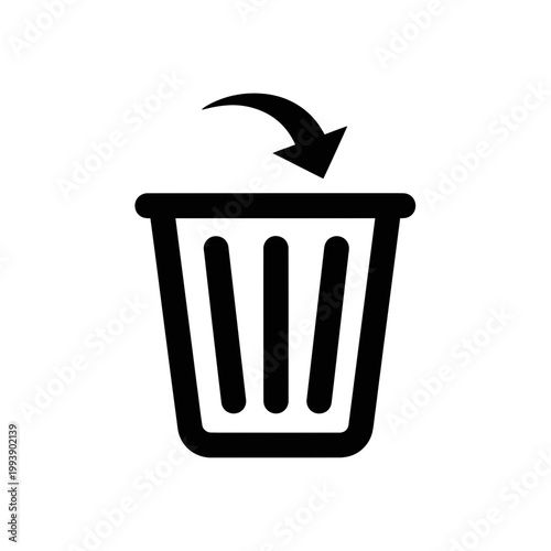 Trash Can Icon with Downward Arrow - Delete, Recycle, Discard Concept