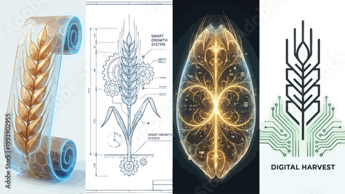 Grass Texture Blueprint Series Showcasing Digital Growth Patterns Concept